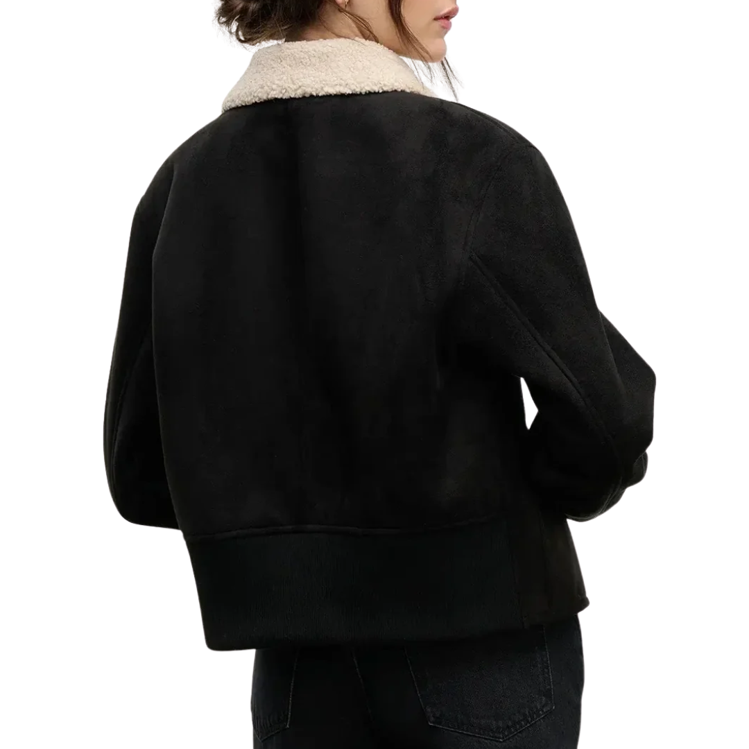 Juno Sherpa Jacket in Black/Cream