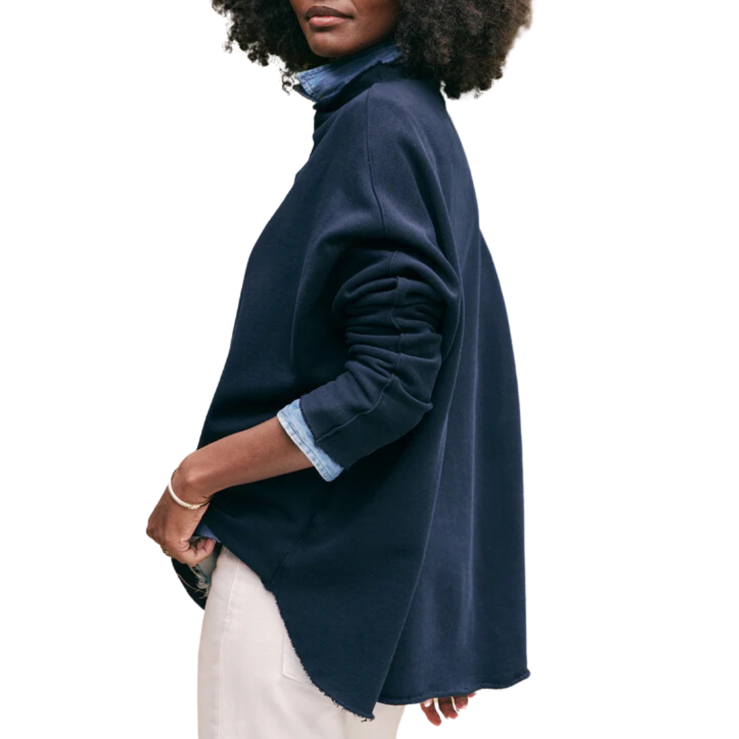 Effie Long-Sleeve Funnel Neck Capelet in British Royal Navy