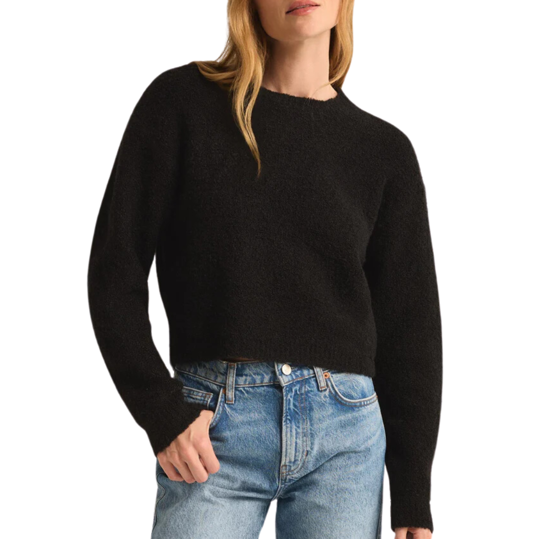Destiny Plush Sweater in Black