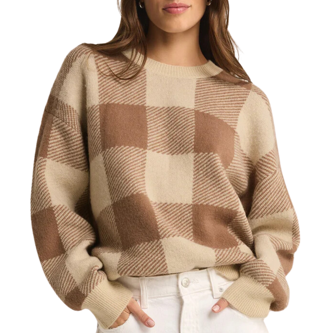Check You Later Plaid Sweater in Campfire