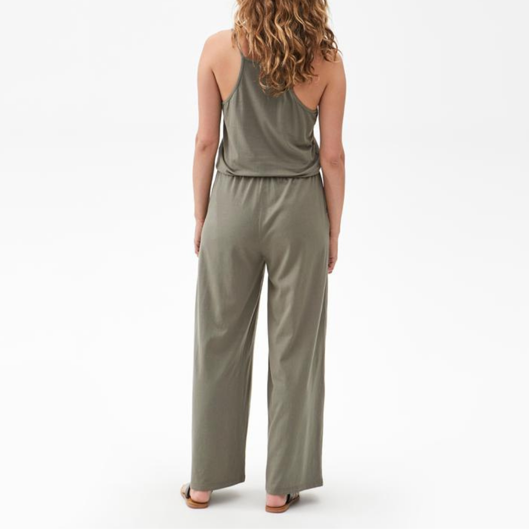 Kamryn Cotton Tank Jumpsuit in Olive Green