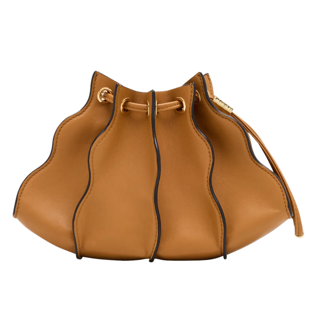 Adria Pleated Wave Pochette in Sand