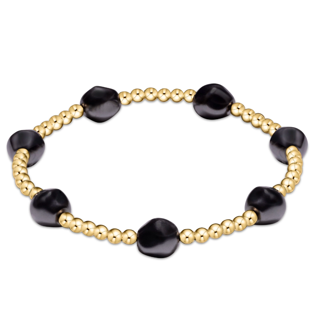 Admire Gold 3mm Bead Bracelet in Pearl Dark Grey