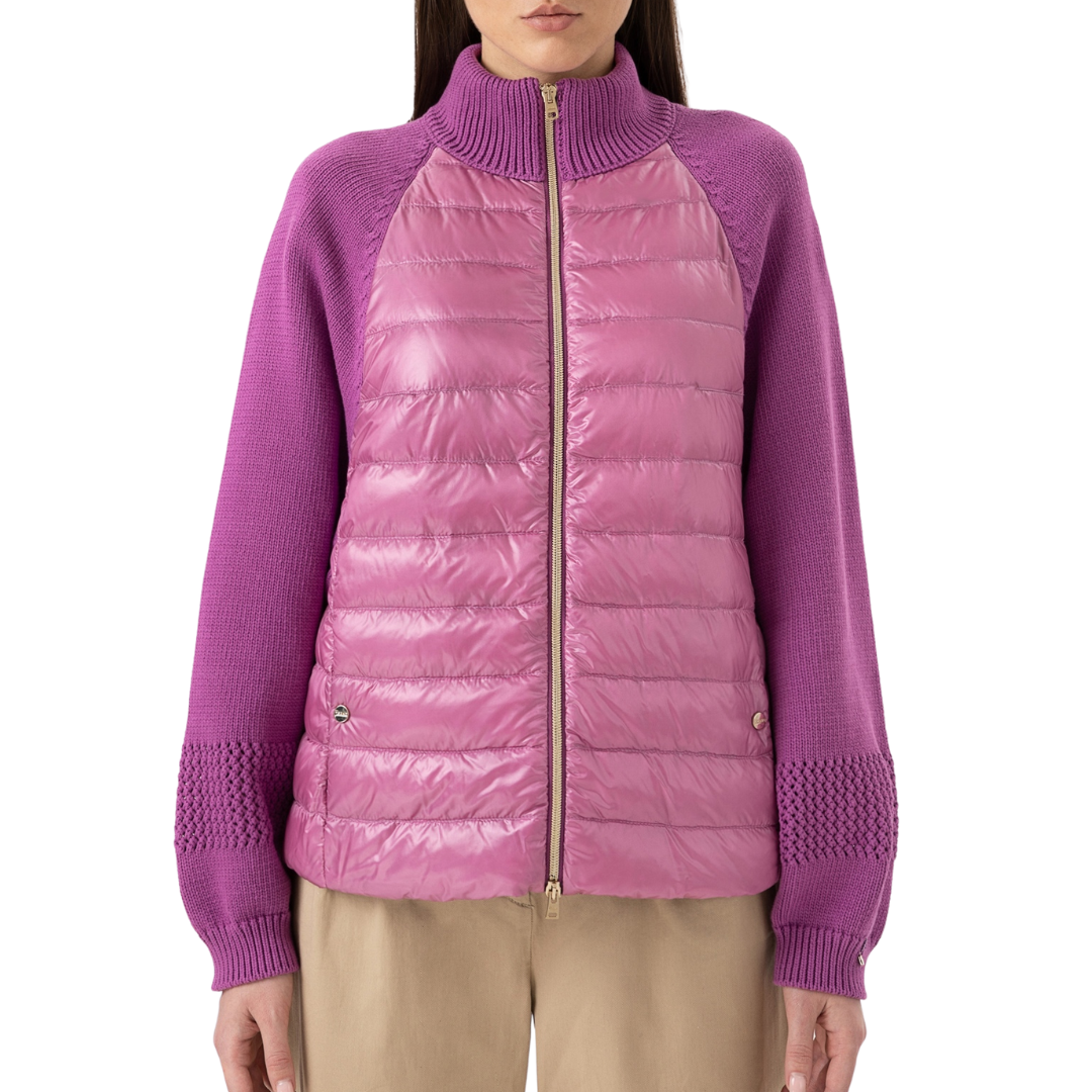 Knit & Nylon Ultralight Bomber in Fuchsia