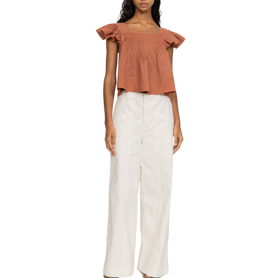 Risa Ramie W/ Poly Satin Tank Top in Clay