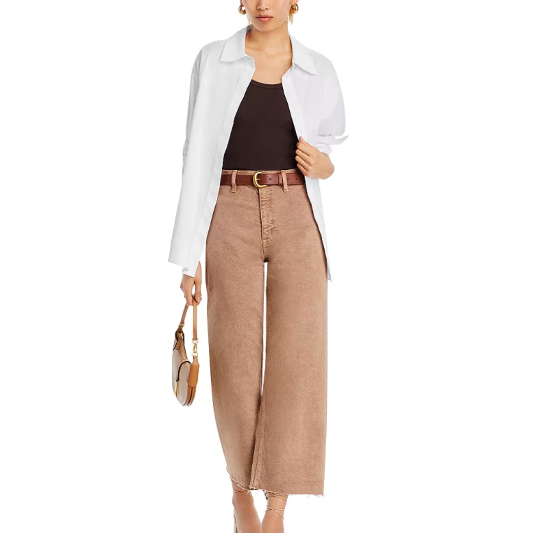 Penny High Rise Wide Leg Crop in Cashew