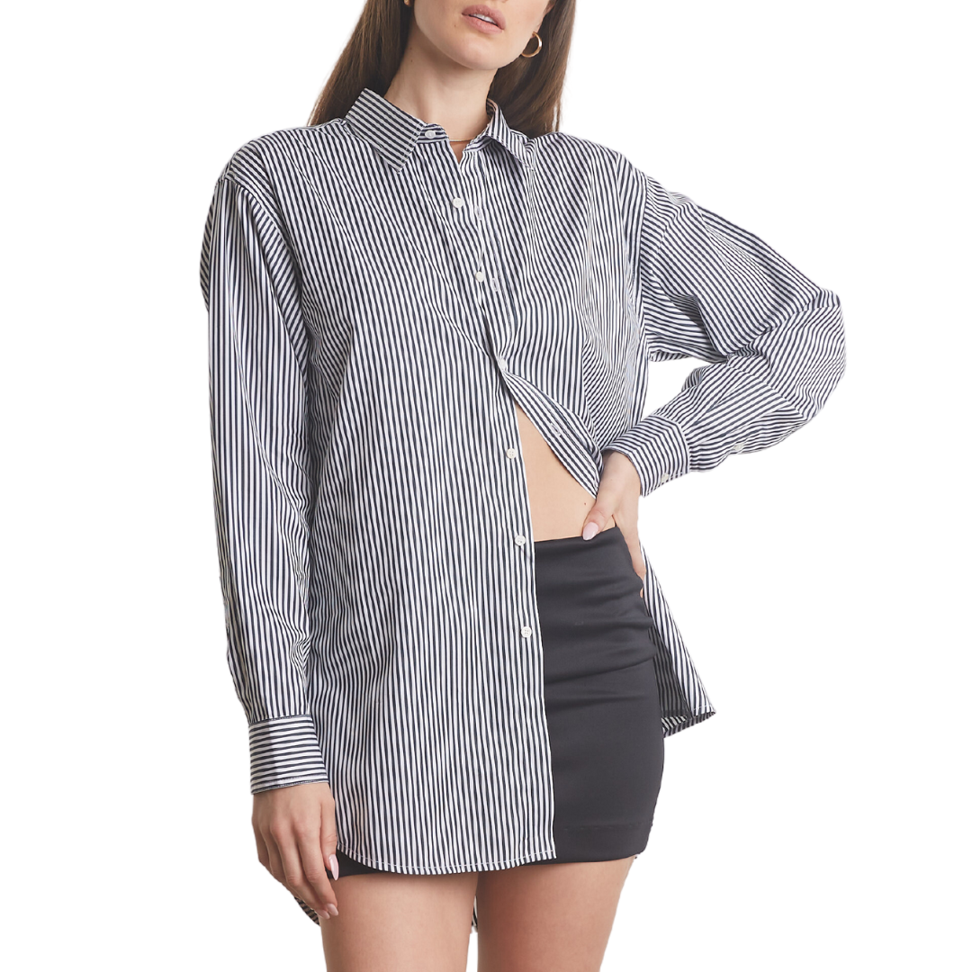 Oversized Shirt in Striped Blue