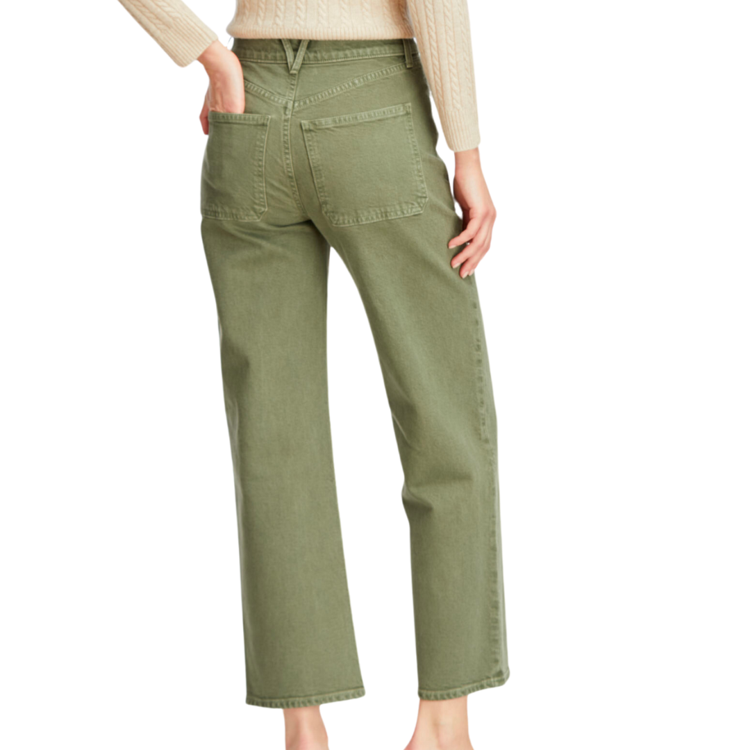 Crosbie Cropped Wide Leg in Stone Army