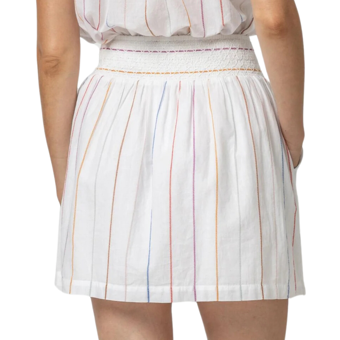 Smocked Waist Short Skirt in Multi Stripe
