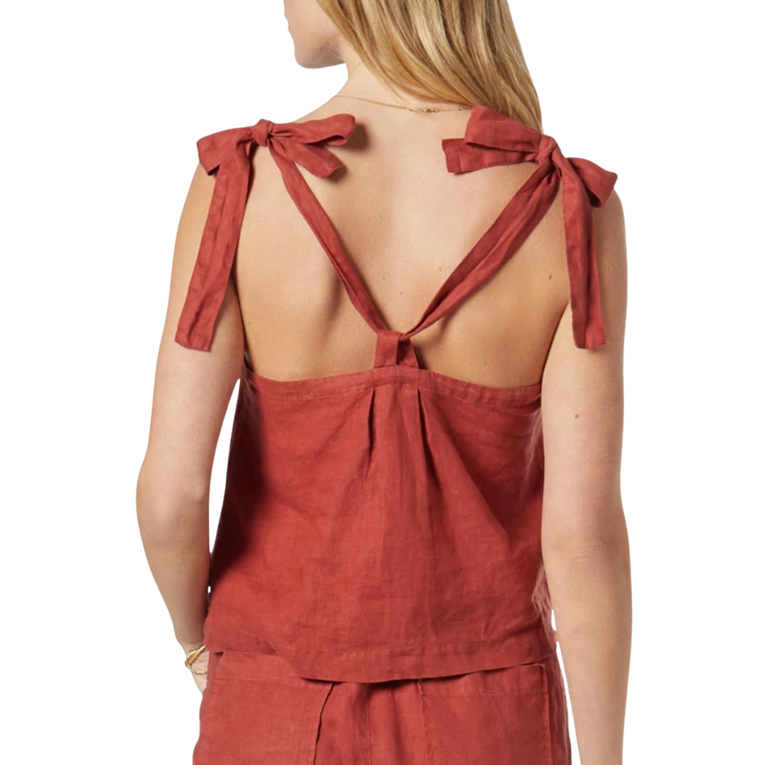 Jina Linen Top in Burnt Henna Red