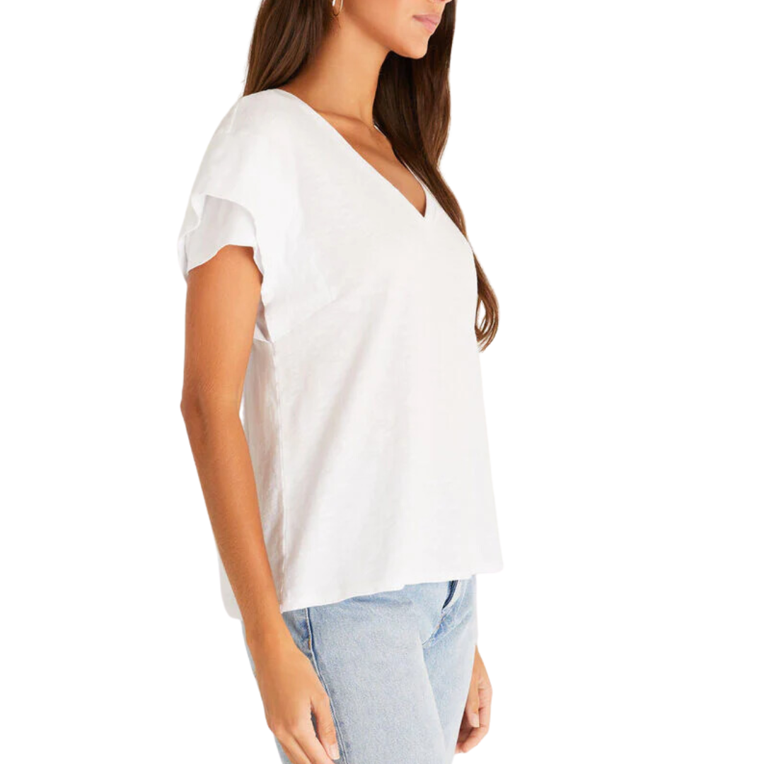 Adrina Slub Top in White