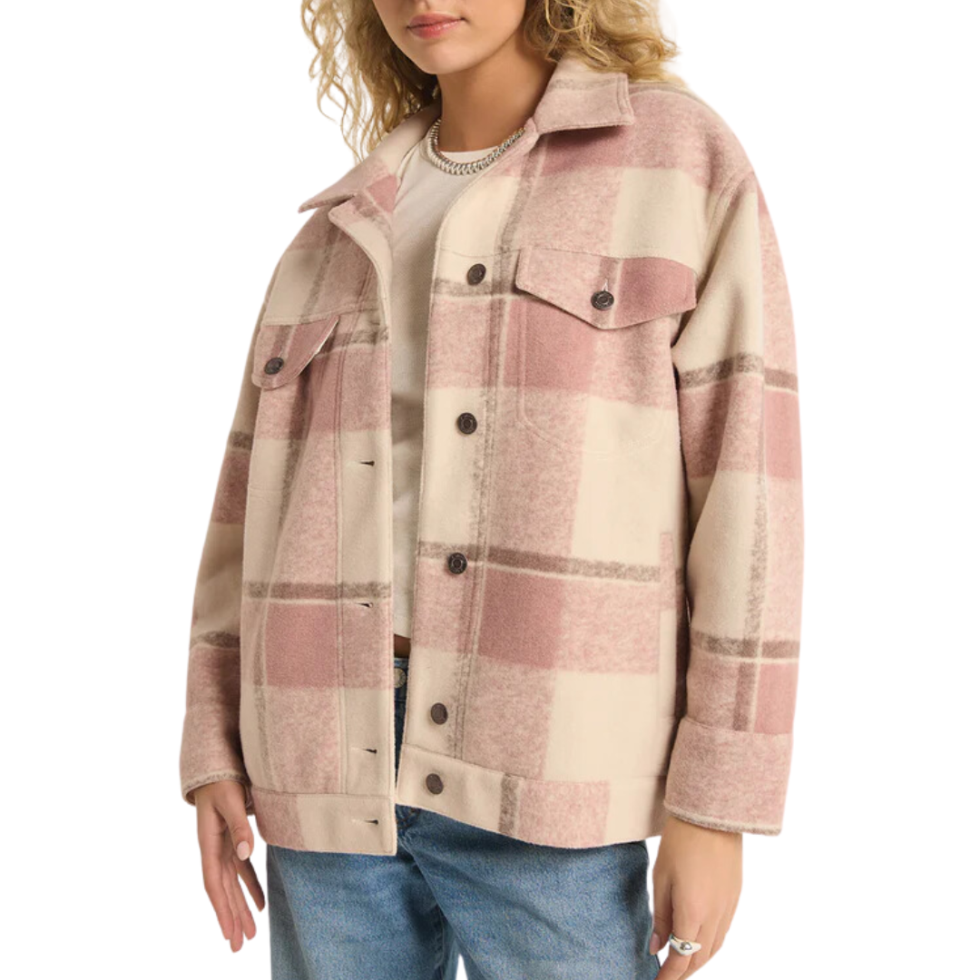 Preston Knit Plaid Jacket in Sea Salt