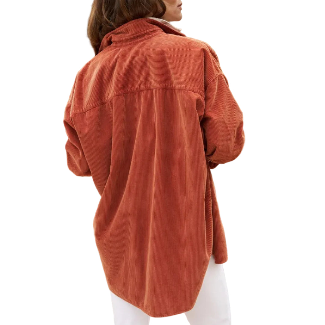 Shirley Oversized Button-Up Shirt in Rust