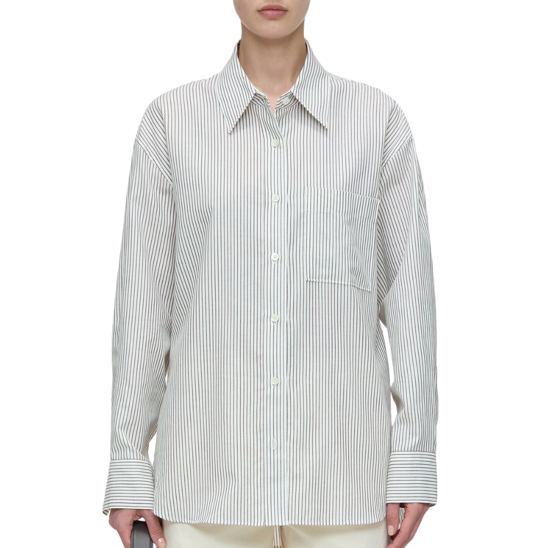 Cotton/Wool Blend Shirt Blouse in Ivory