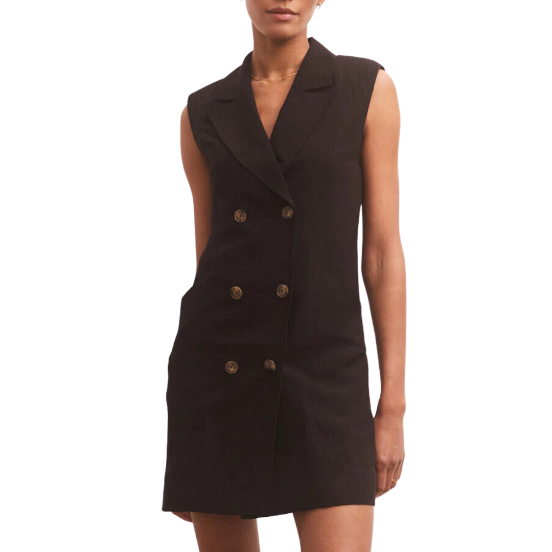 blazer vest mini dress Z Supply Joanne Blazer Mini Dress in Black