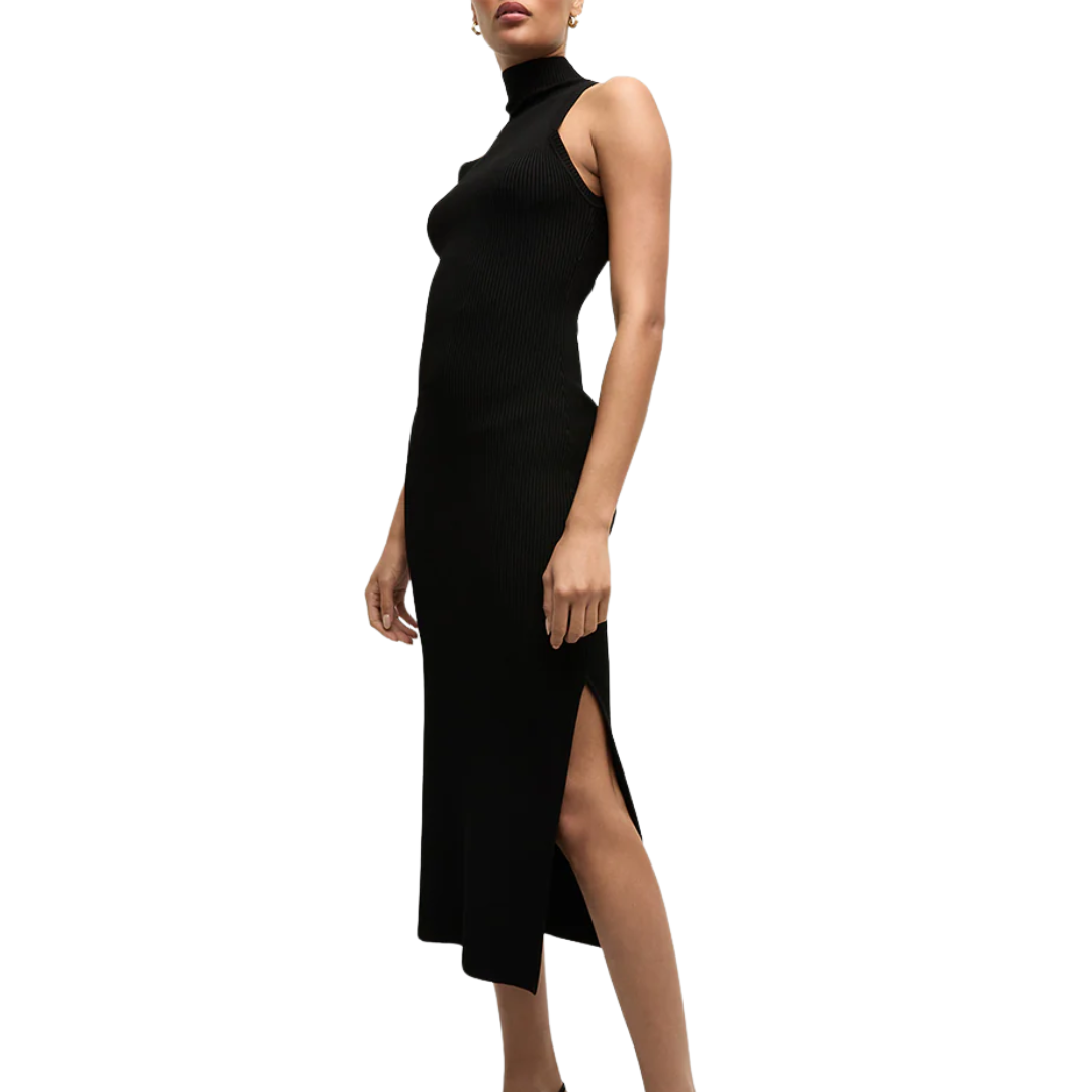 Briggita Knit Halter Dress in Black
