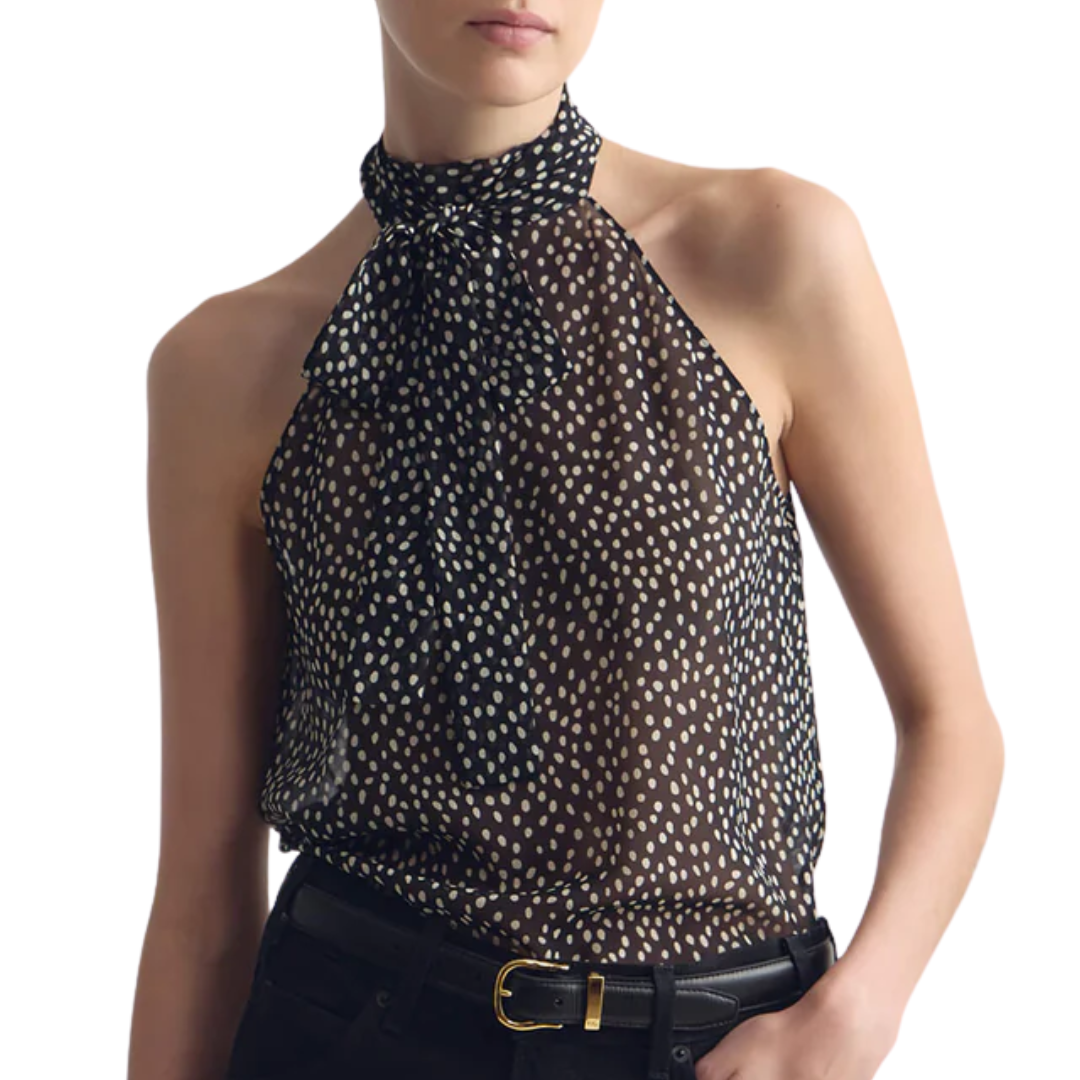 Alla Silk Halterneck Top in Wild Dot