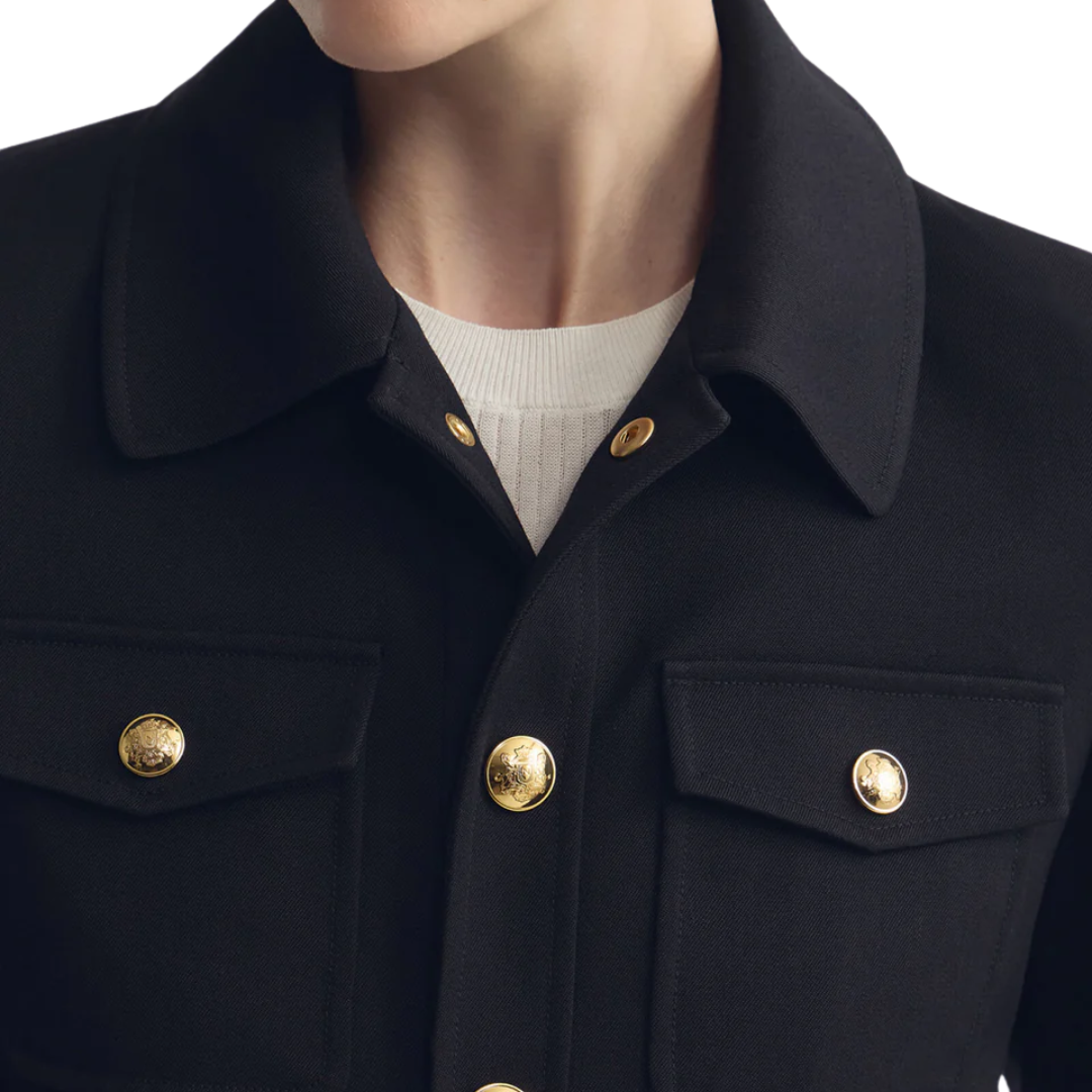 Edna Cropped Wool Jacket in Black