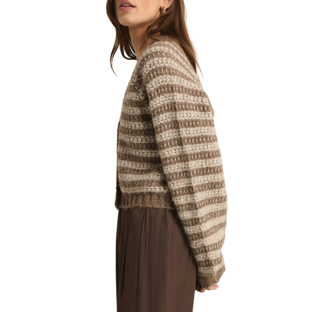 Este Metallic Stripe Cardigan in Campfire