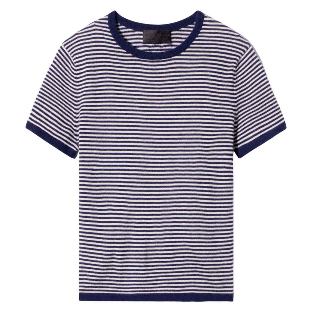 Linka Stripe Cashmere Sweater in Navy/Ivory