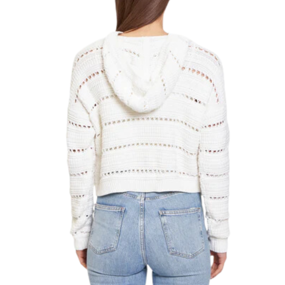 Solid Pointelle Hoodie in Bleach White