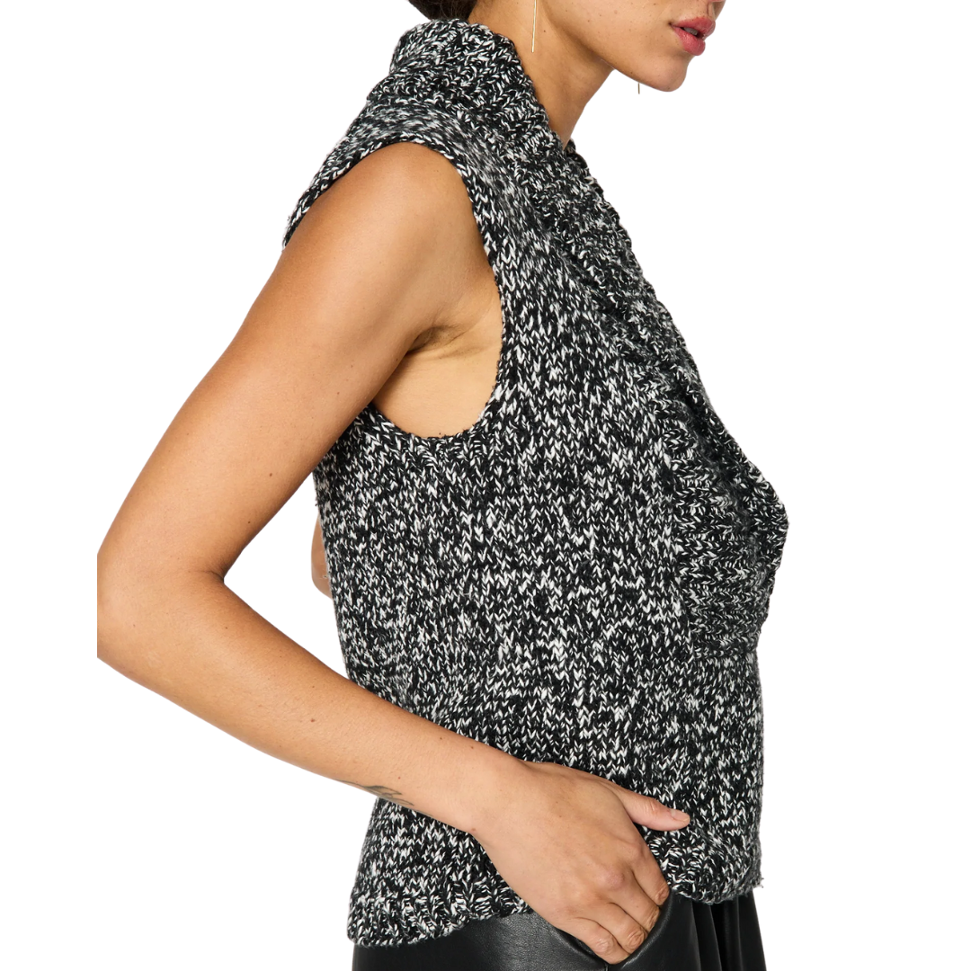 Tore Marled Sweater Vest in Black Onyx Marl Combo