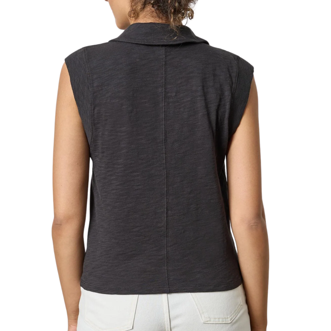 Cap Sleeve Polo in Black