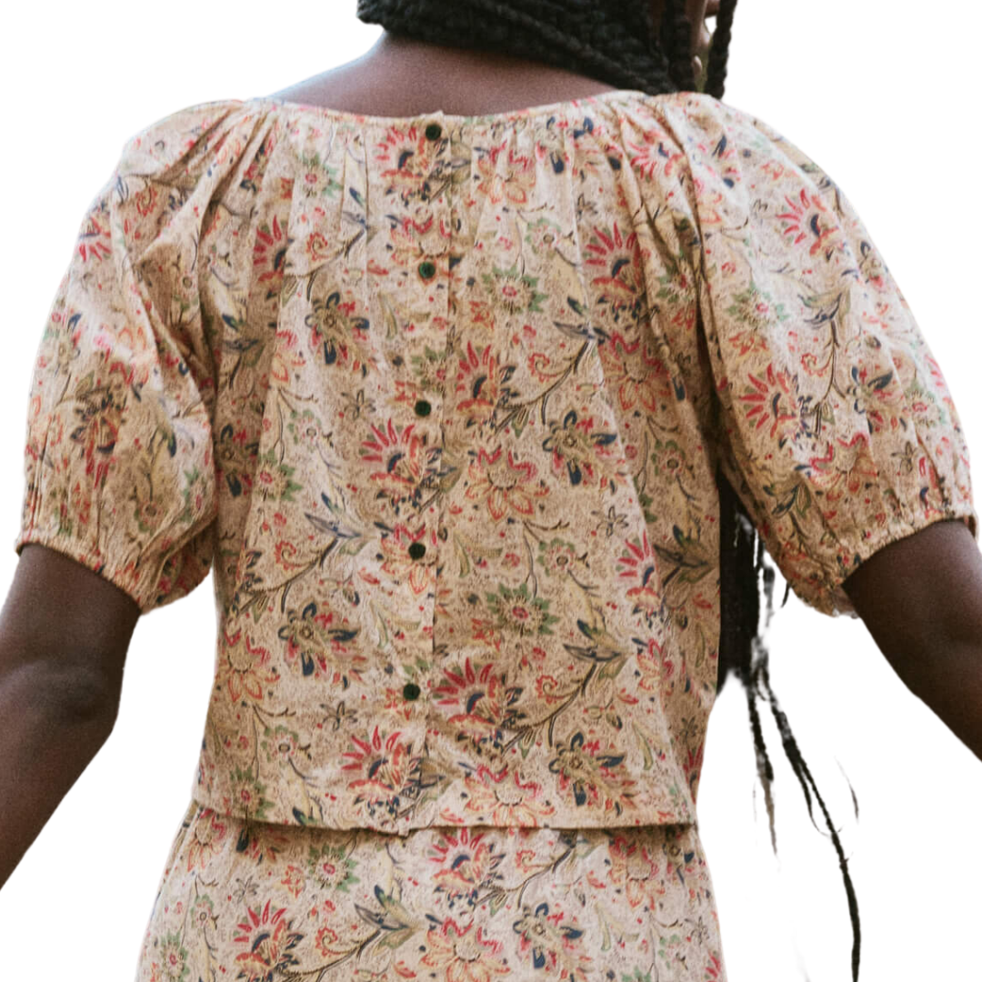 The Provence Top in Peach Paisley Floral