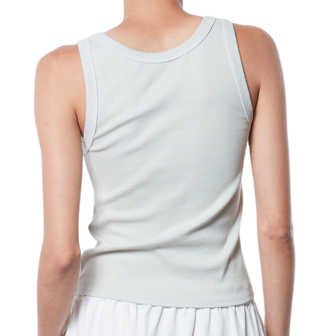 Supima Rib Scoop Tank in Mist