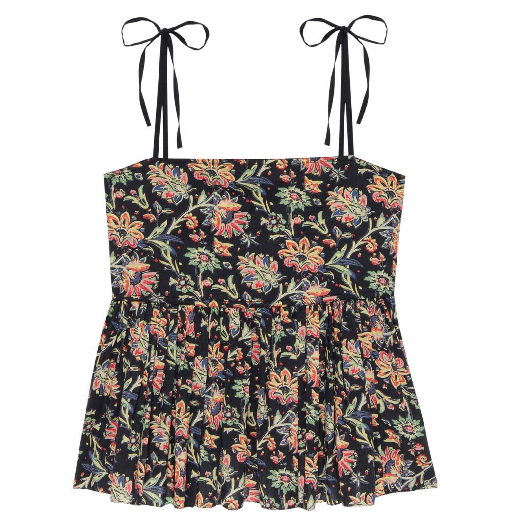 The Dainty Top in Black Paisley Floral