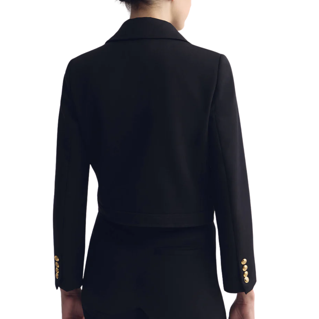 Edna Cropped Wool Jacket in Black