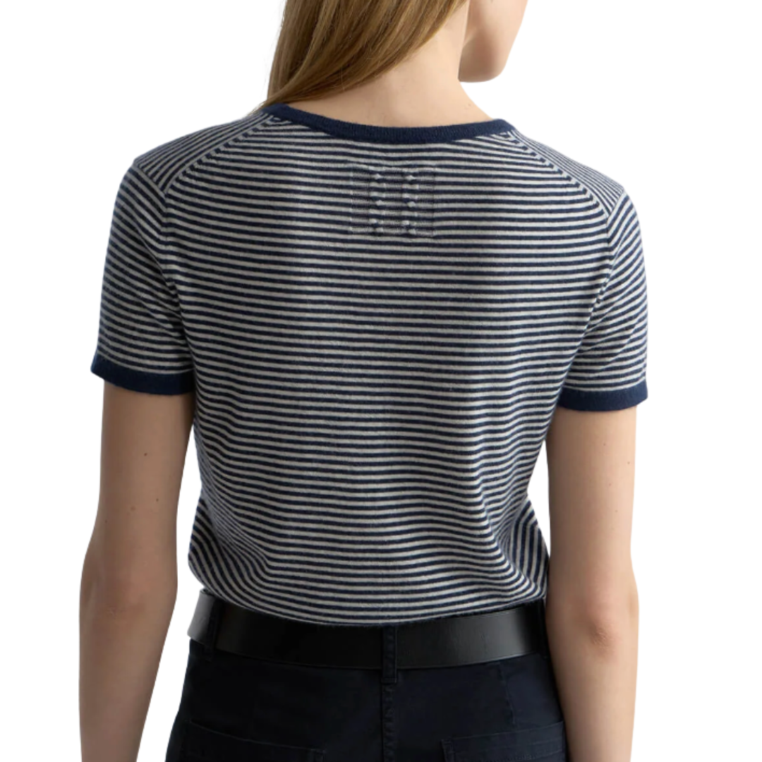 Linka Stripe Cashmere Sweater in Navy/Ivory