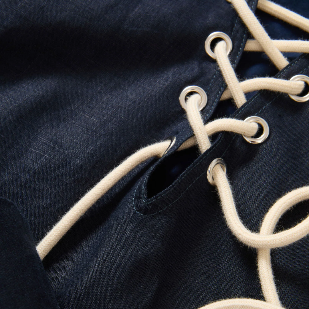 Treena Linen Mini Dress in Navy