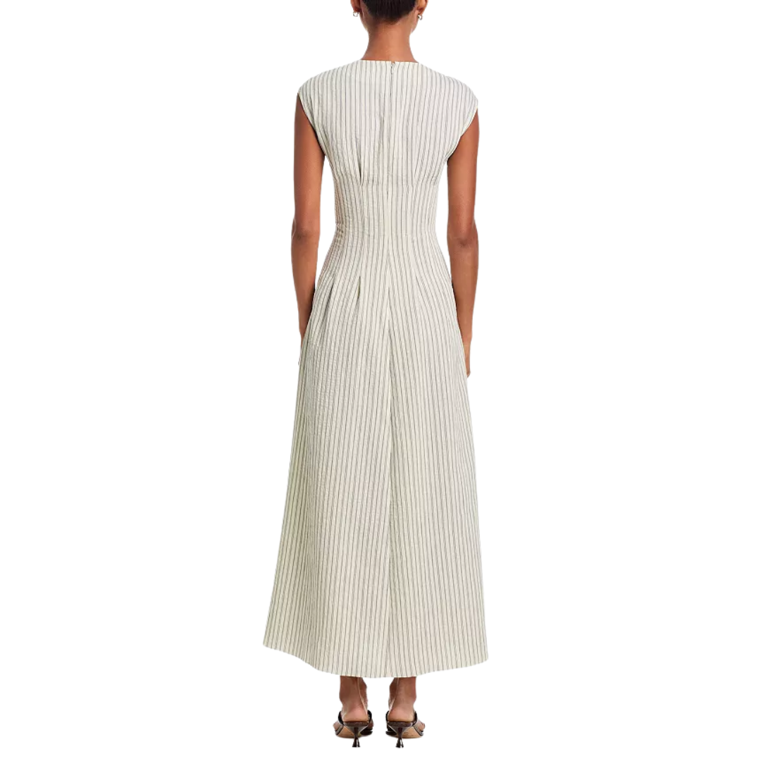 Ines Stripe Satin Dress in Cream Stripe