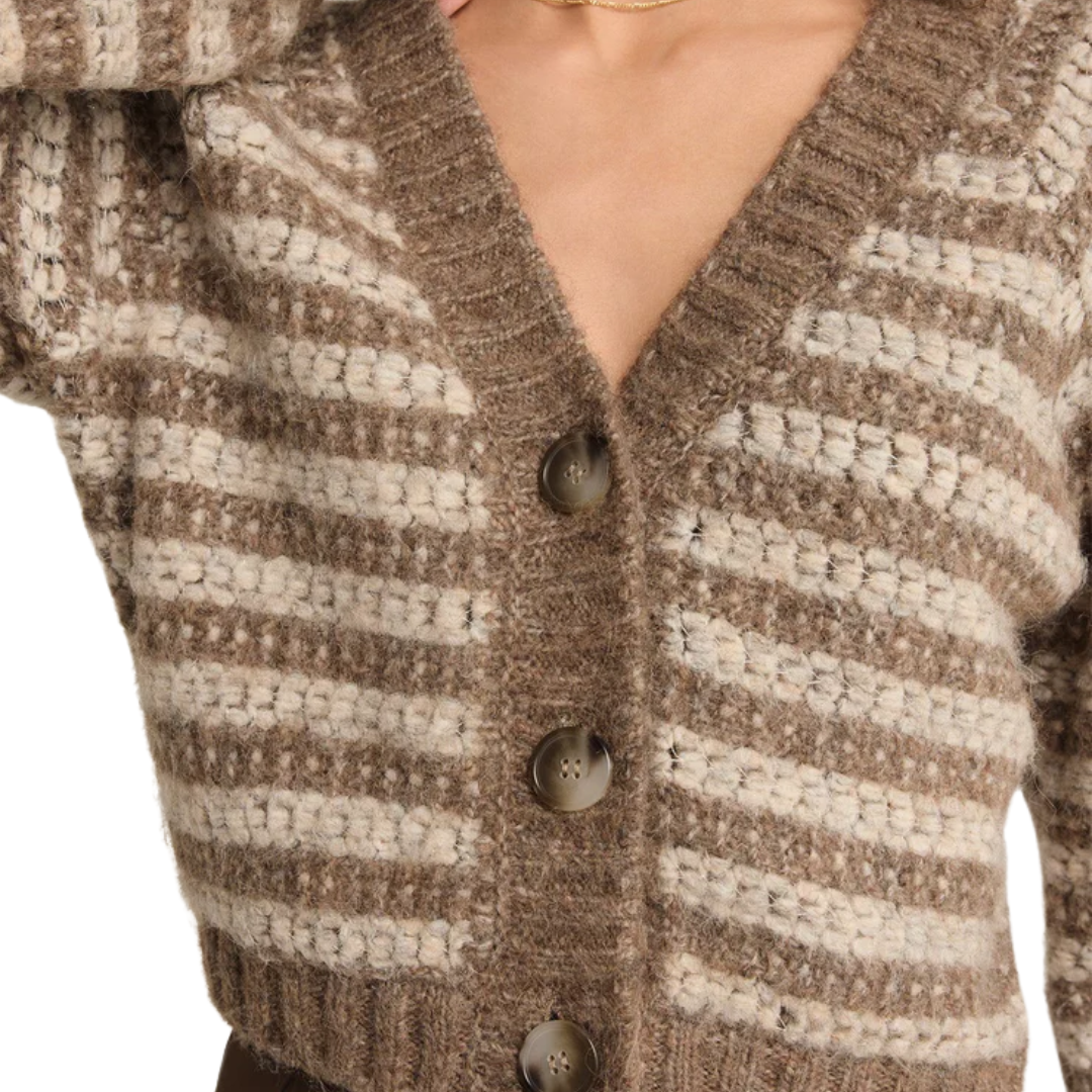 Este Metallic Stripe Cardigan in Campfire