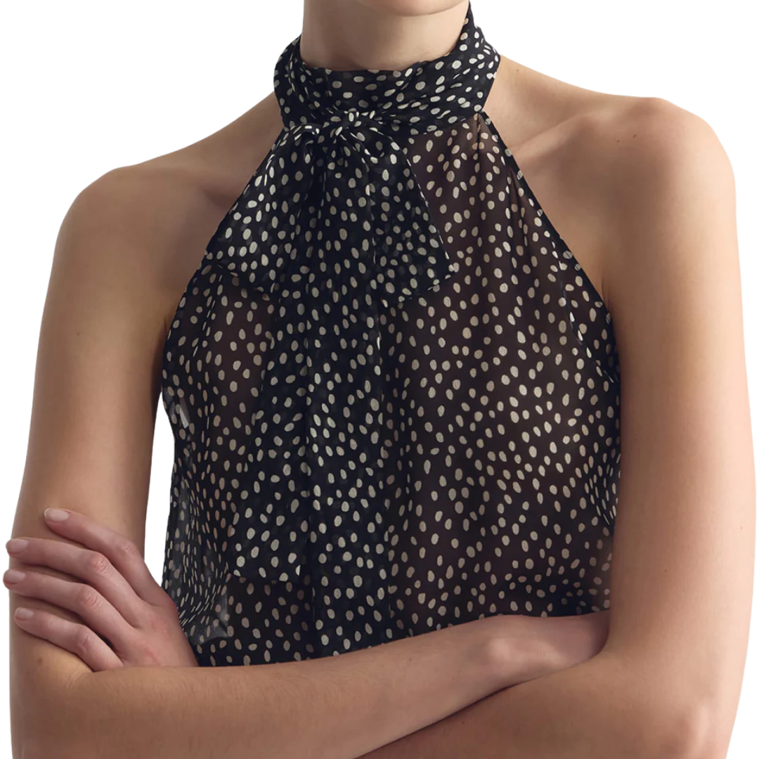 Alla Silk Halterneck Top in Wild Dot