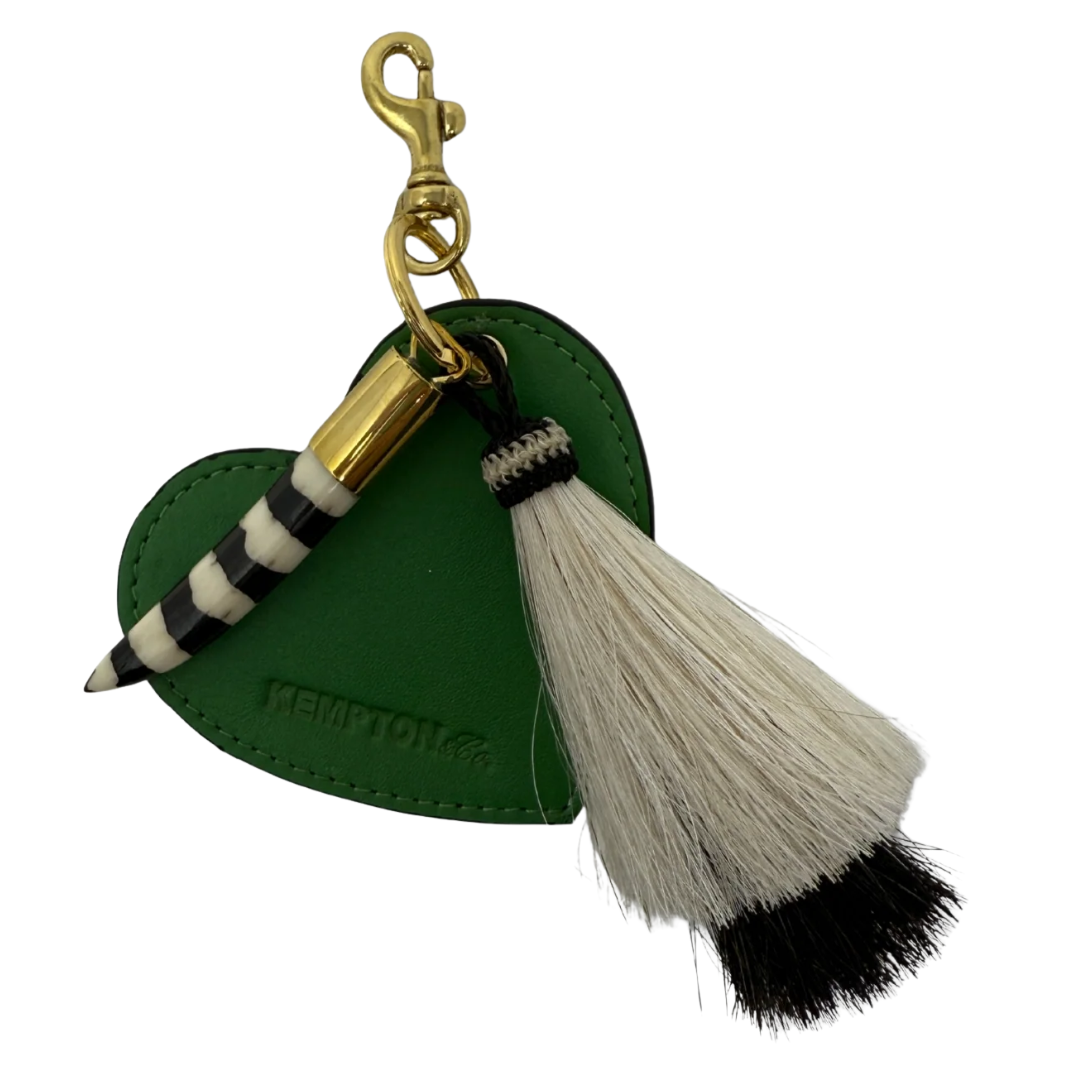 I Heart U Heart Bag Charm in Kelly Green