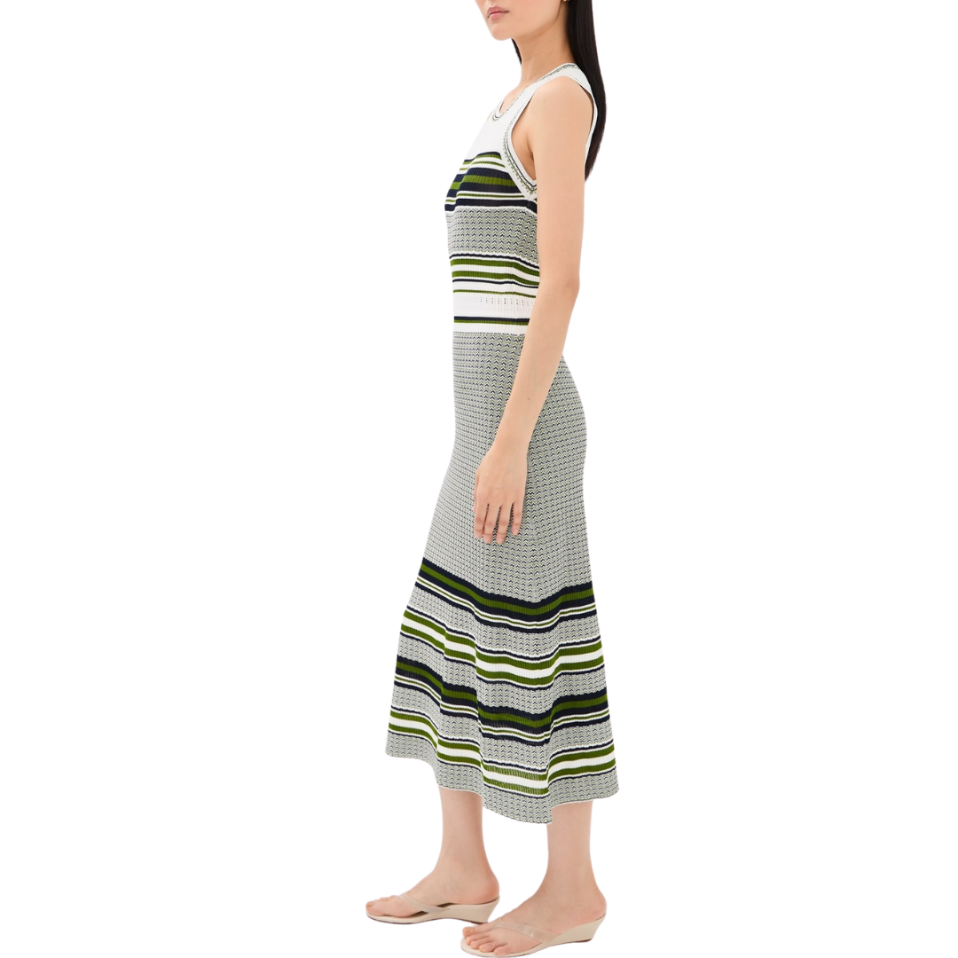 Dawna Knit Dress in Navy/Cactus/Off White