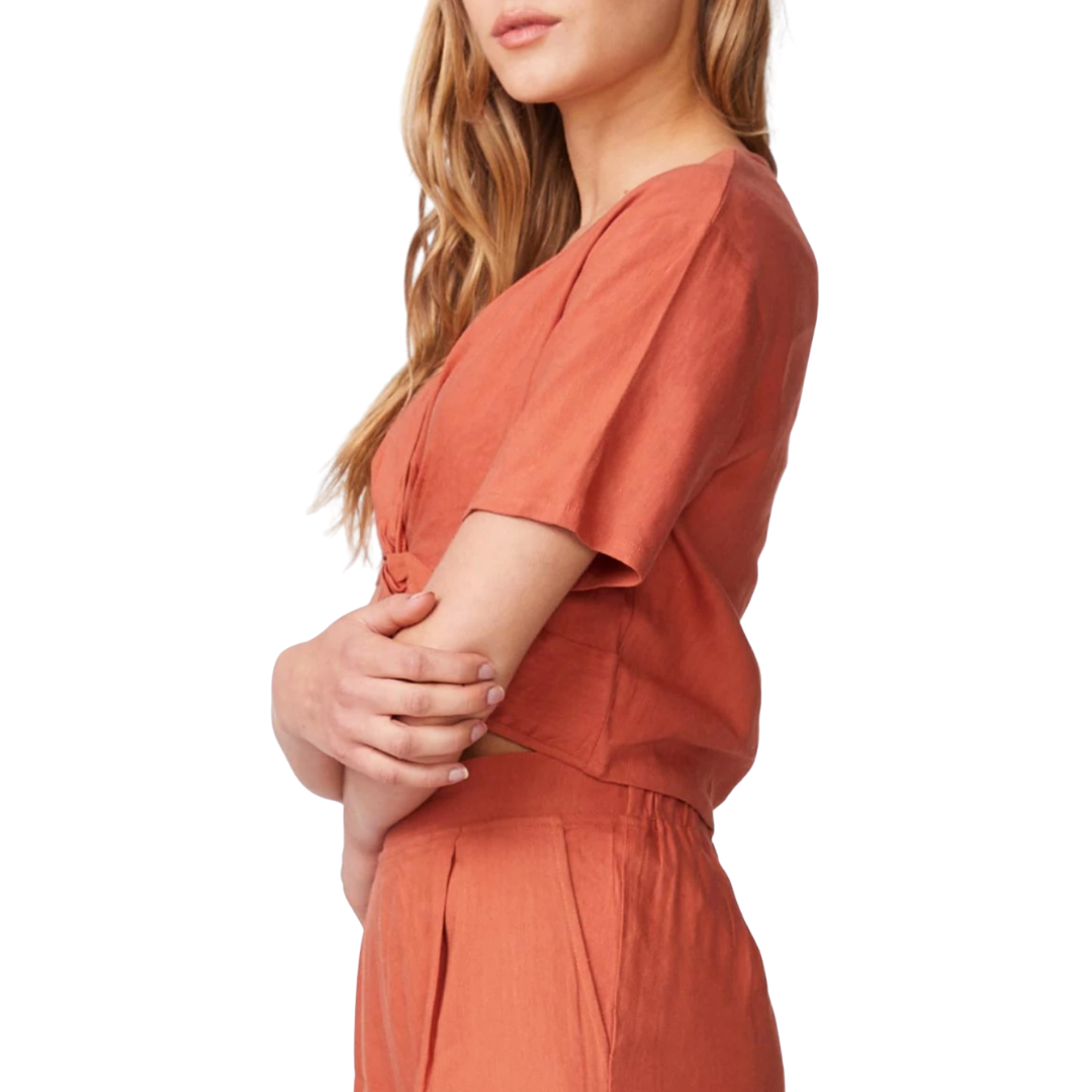 Linen Front Twist Top
