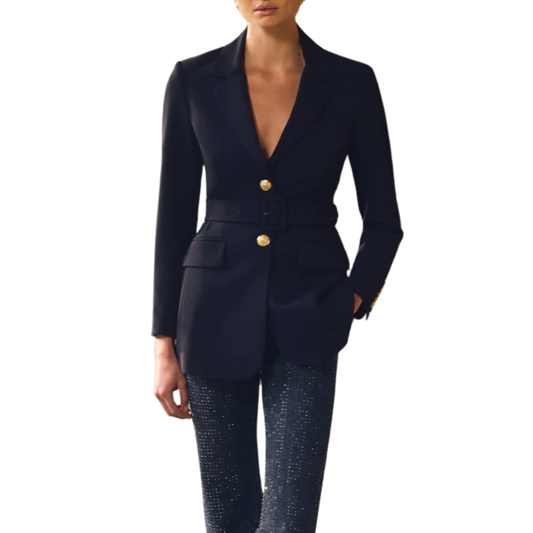 Ryanne Belted Dickey Jacket in Navy