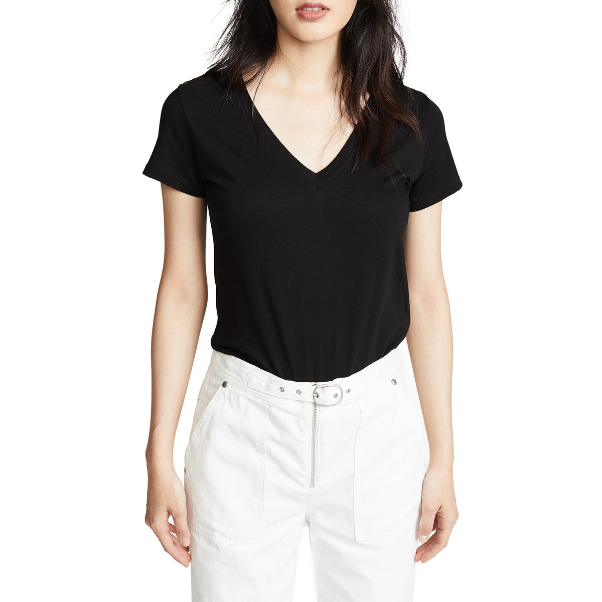 Essential V-Neck Tee in Black