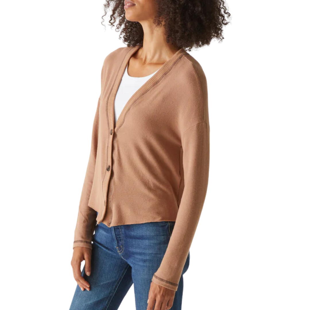 Noah Cardigan with Stitching in Camel