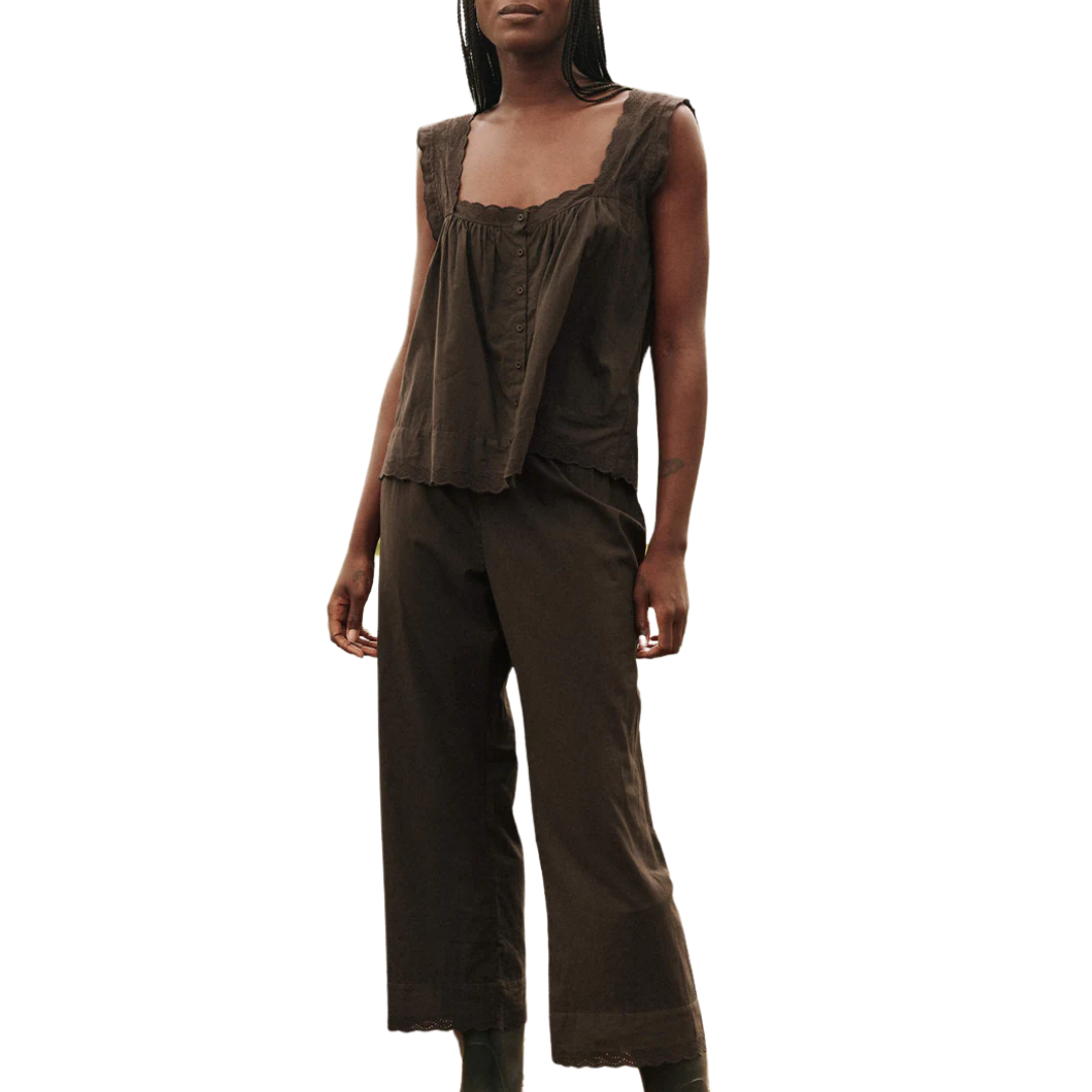 The Eyelet Easy Sleep Pant in Black