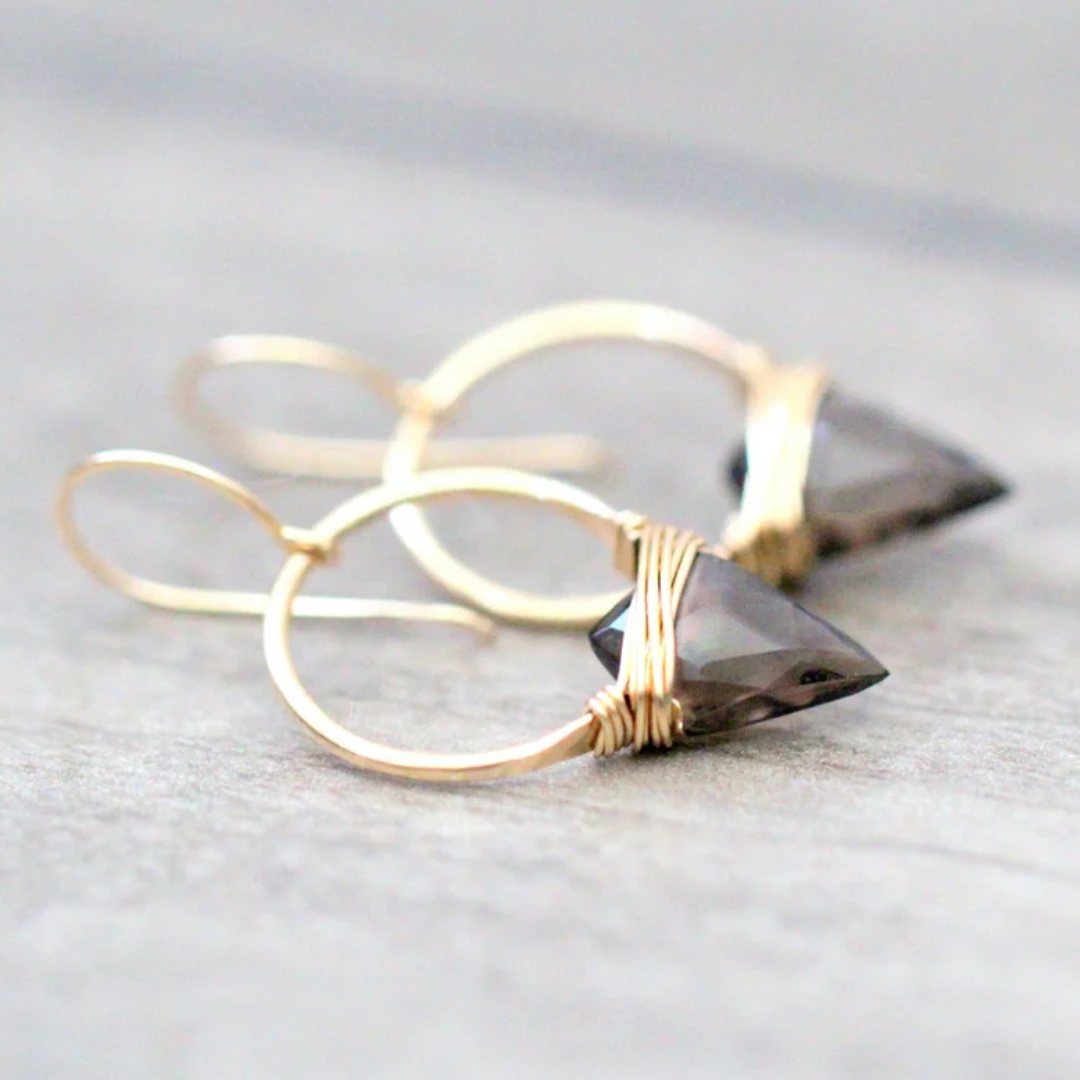 Albatross Earrings in Smoky Quartz