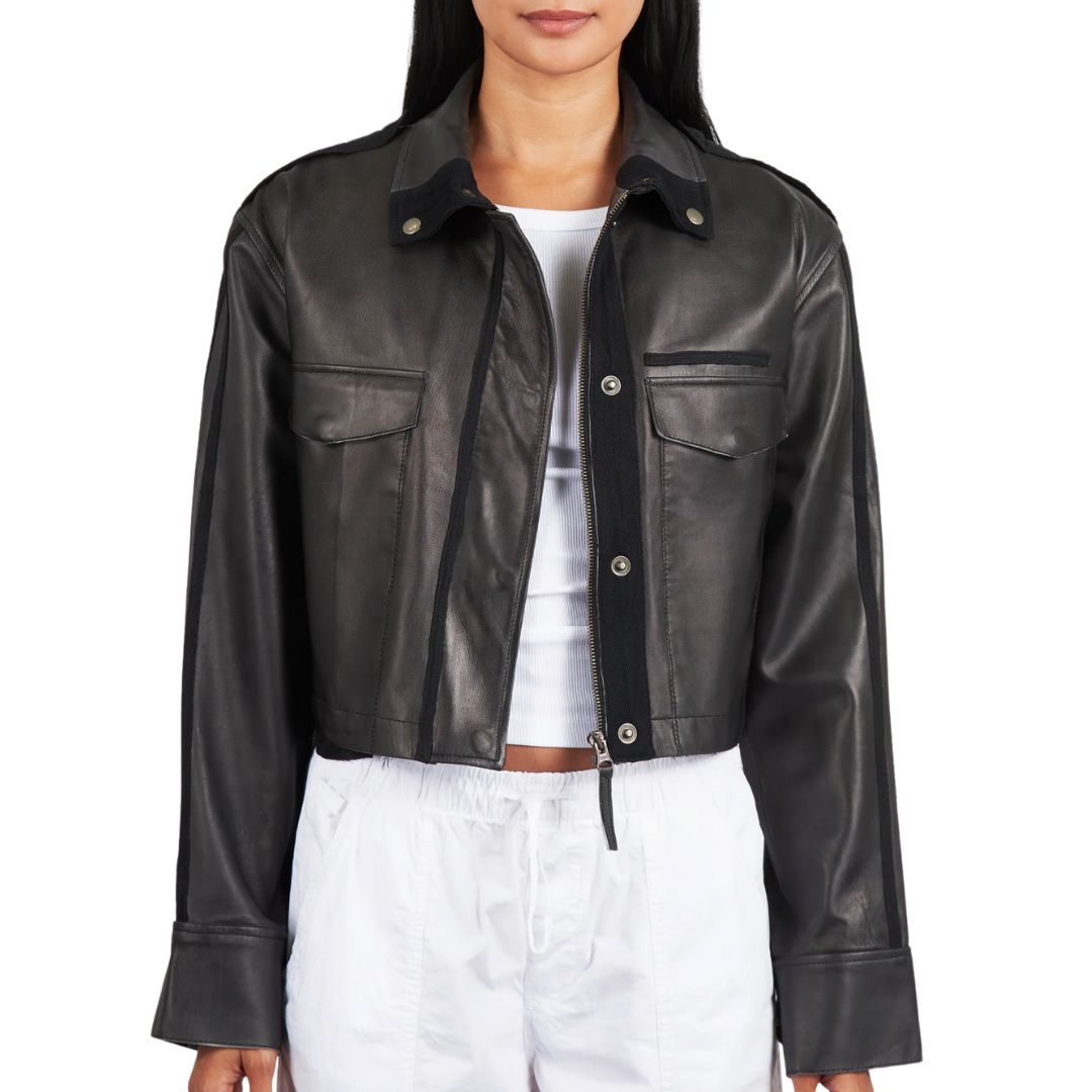 Toni Patina Leather Jacket in Black