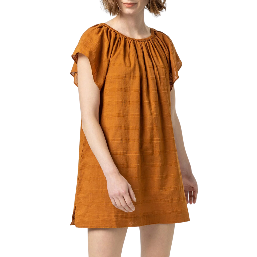 Flutter Sleeve Raglan Dress in Copper