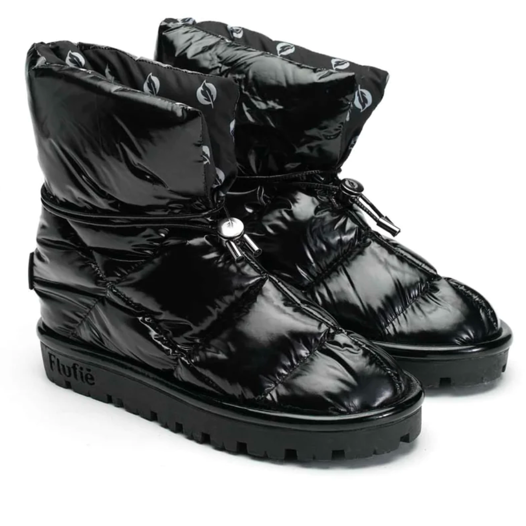 Shiny Pillow Boot in Jet Black