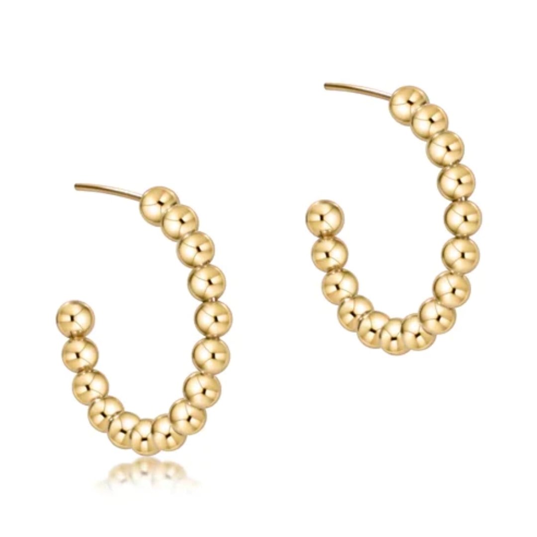 Beaded Classic 1.25" Post Hoop in 4mm Gold