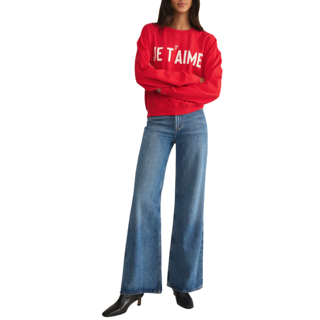 First Date Fleece Sweatshirt in Cherry