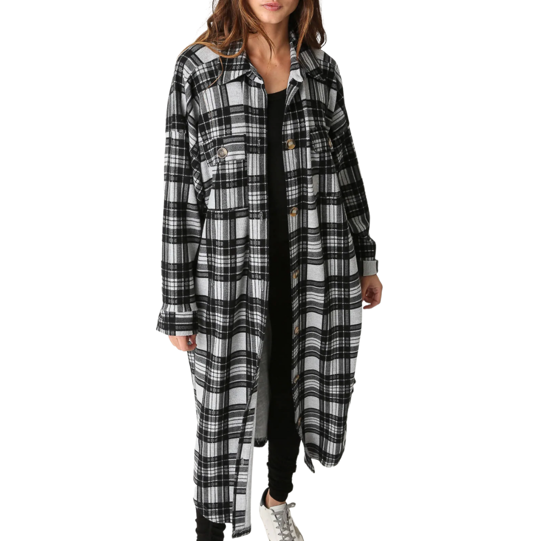 Hamlin Long Jacket in Heather Grey/Onyx